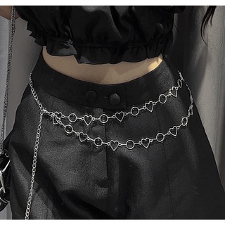 The fance | thắt lưng xích 2 dây tim đôi double mini heart belt