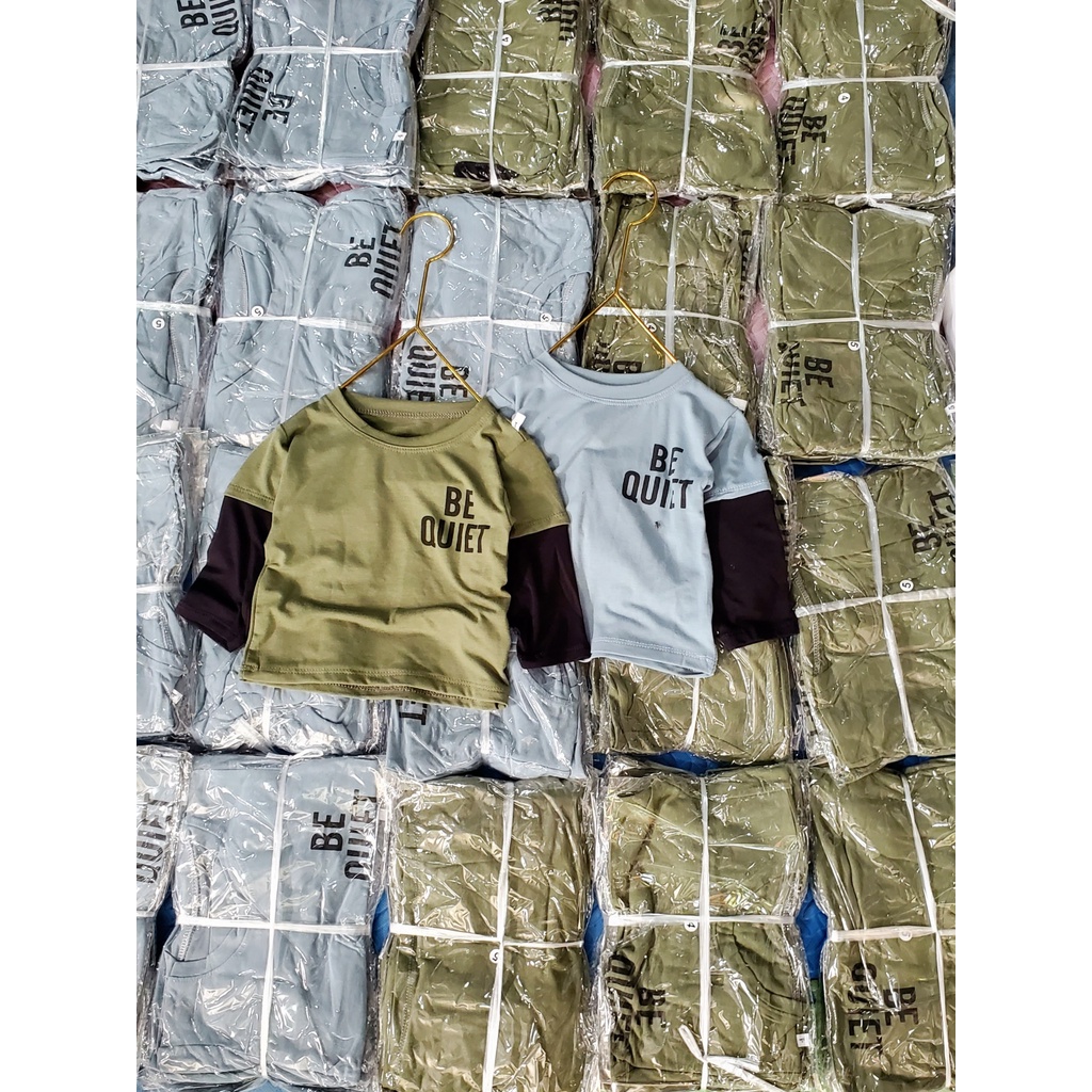 Áo phông dài tay cotton mịn cho bé FUHA, áo cổ tròn mùa thu 2022 in chữ bé 8kg đến 20kg