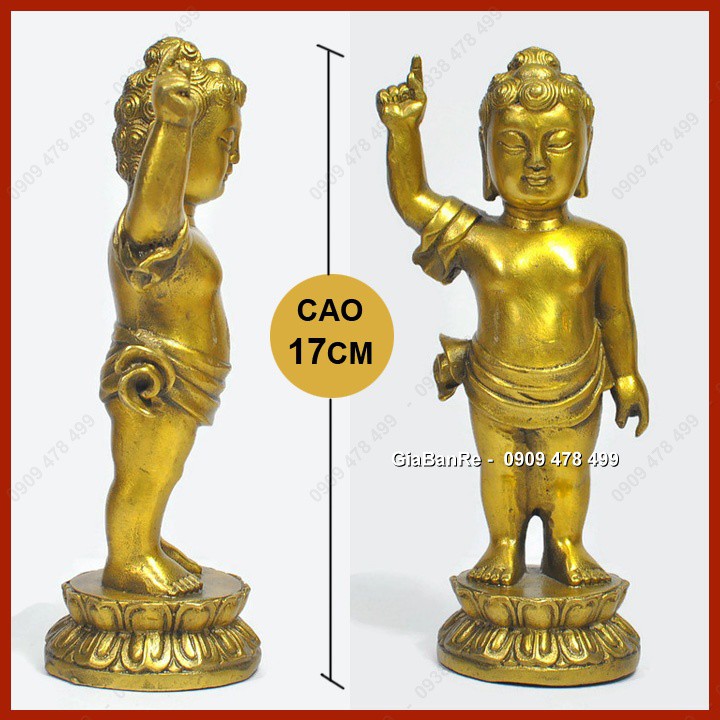 Tượng Đồng Đúc Giả Cổ Phật Đản Sanh - Cao 17cm - 6892