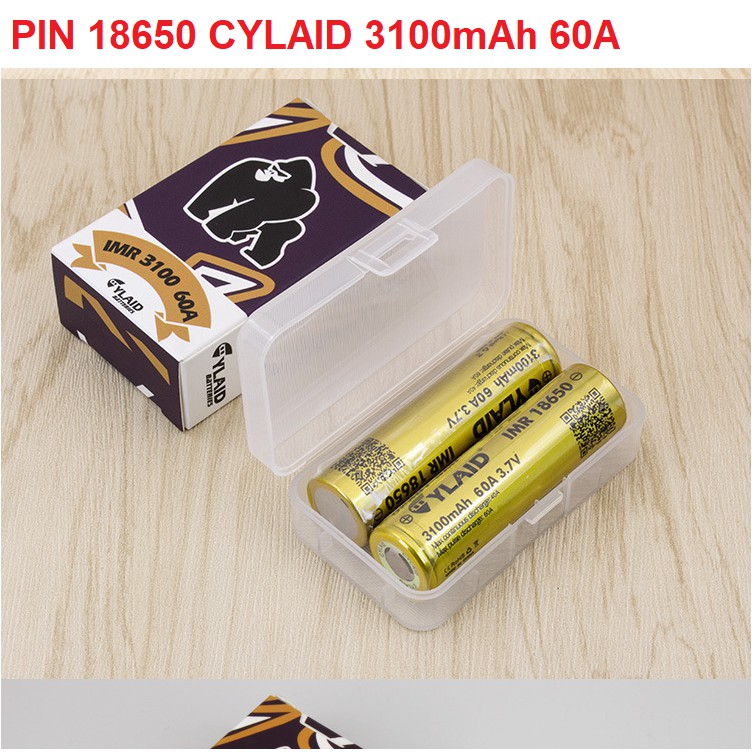 Cell pin 18650 cylaid 3.7v dung lượng cao 3100mAh dòng xả 60A có mã check QC