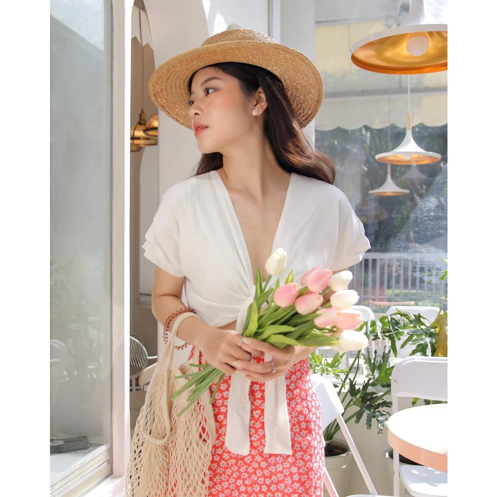 Chân váy hoa nhí màu cam đỏ của Nờ Pê Nờ  size L,  XL