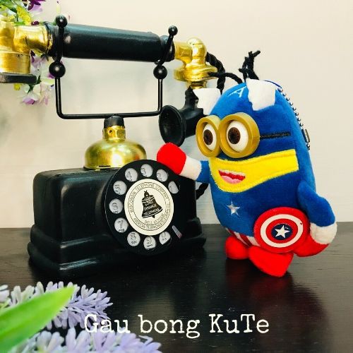 Gấu bông Minion cosplay Captain America móc khóa