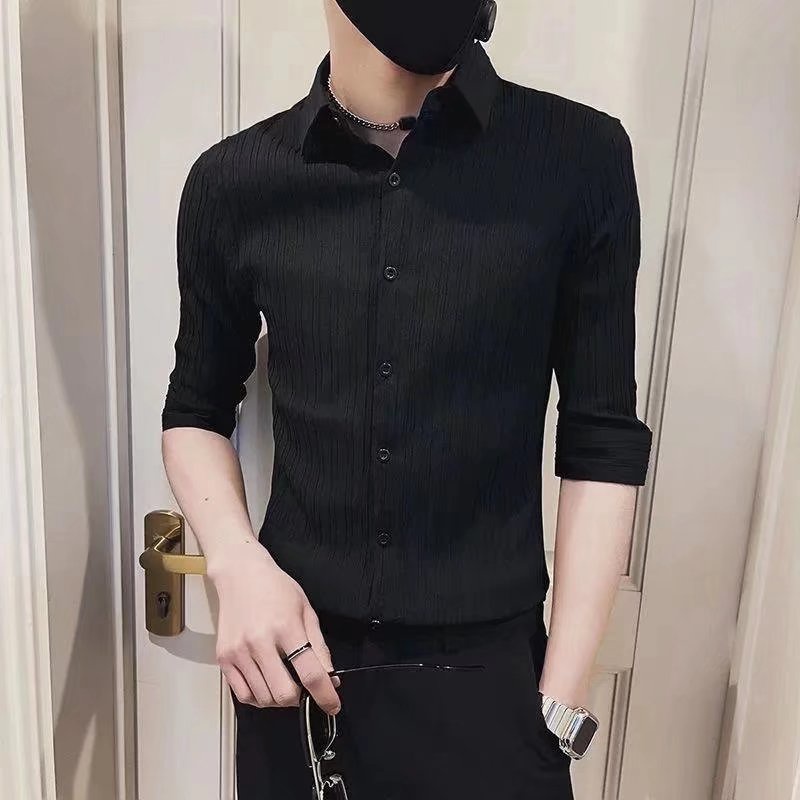 Áo Sơ Mi Tay Ba Phần Tư Nam 3 Màu s-4XL Nửa Tay Ice Silk Áo Sơ Mi Chính Hãng Hàn Quốc Quần Áo Mùa Hè Mỏng Áo Sơ Mi Nam Đẹp Trai Nửa Tay Quần Áo Dạo Phố ins Phiên Bản Hàn Quốc Áo Sơ Mi Inch