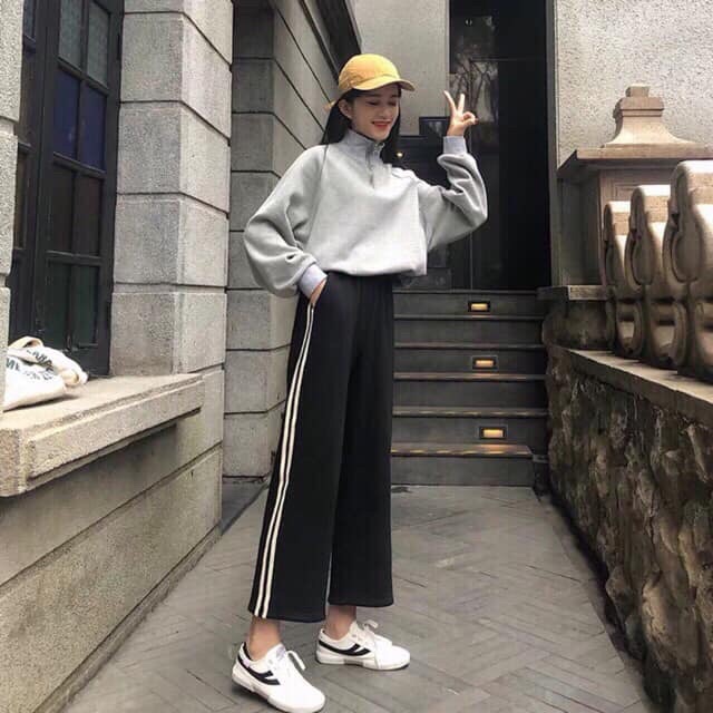 [BÁN CHẠY] Quần Ống Rộng Culottes- Suông Dài -2 Sọc