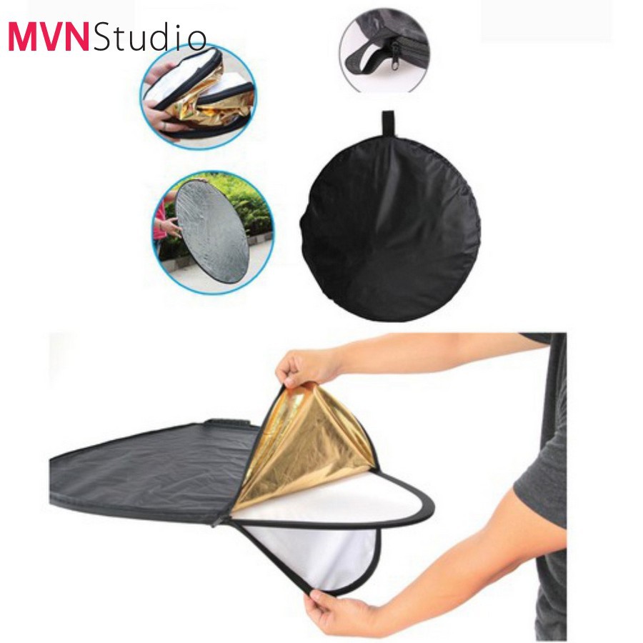 MVN Studio - Tấm hắt sáng tản sáng 5 in 1 kích thước 110cm thích hợp dùng trong studio hay chụp ngoại cảnh