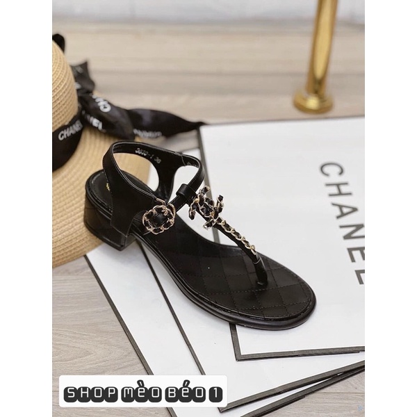 Sandal cn kẹp xỏ ngón gót vuông fullbox