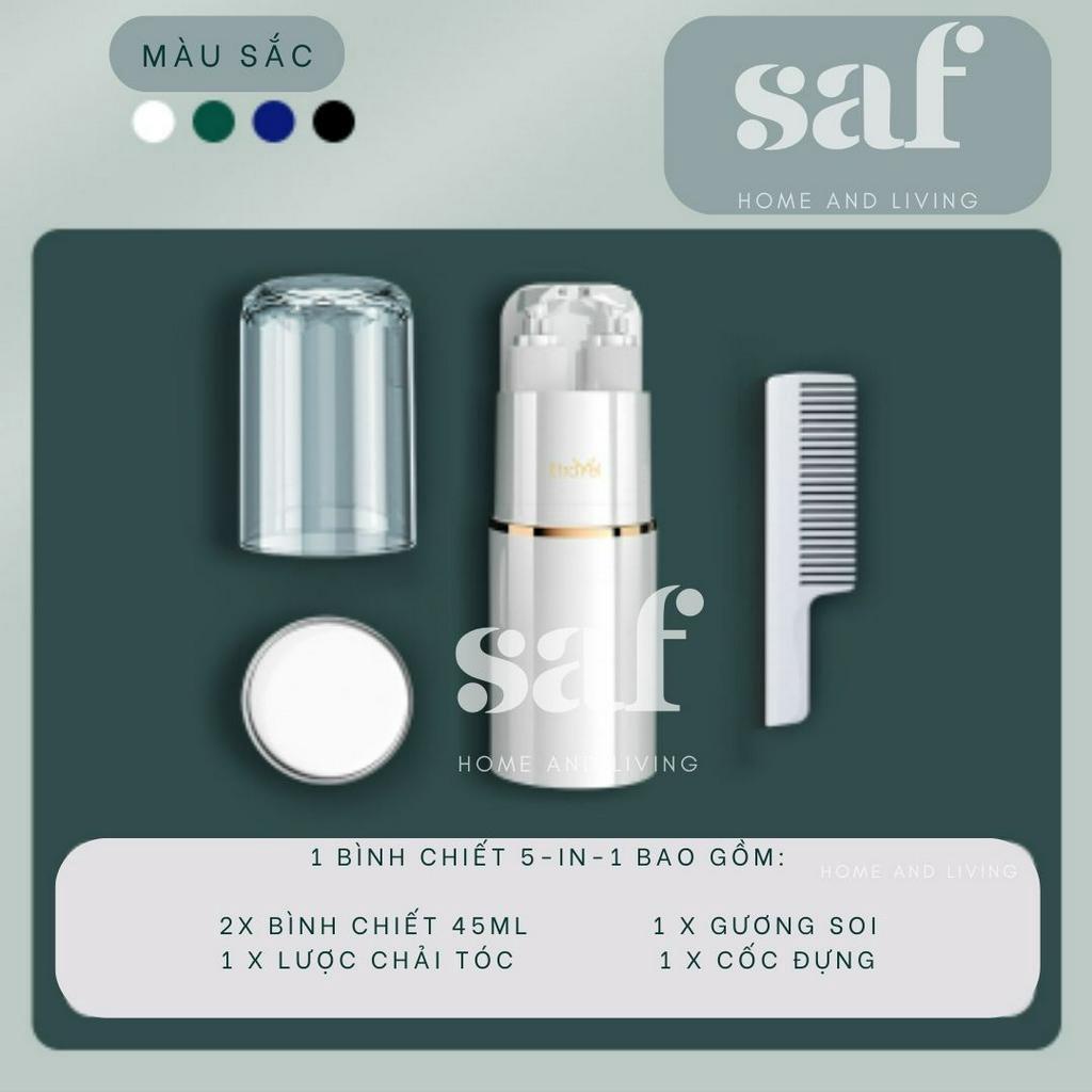 Bình chiết mỹ phẩm du lịch cao cấp, đựng bàn chải, kem đánh răng thông minh tiện lợi 5-IN-1 ETRAVEL