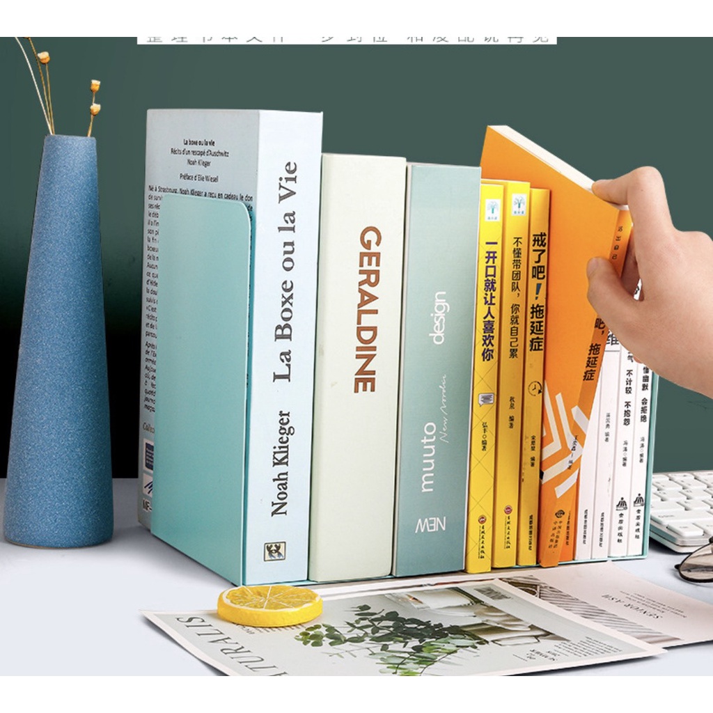 Set 2 cái Kệ kẹp sách - Màu đơn sắc sang trọng - Giá đỡ sách bằng kim loại không thấm nước