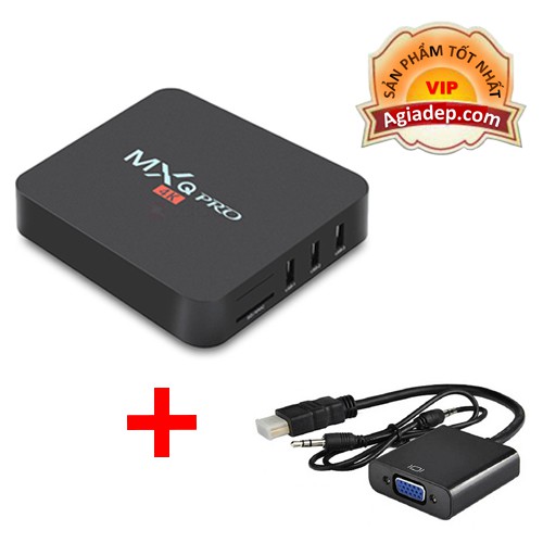TV Box MXQ Pro 4K 1G RAM (Tích hợp FPT Play) và Bộ chuyển tín hiệu HDMI sang VGA + Audio