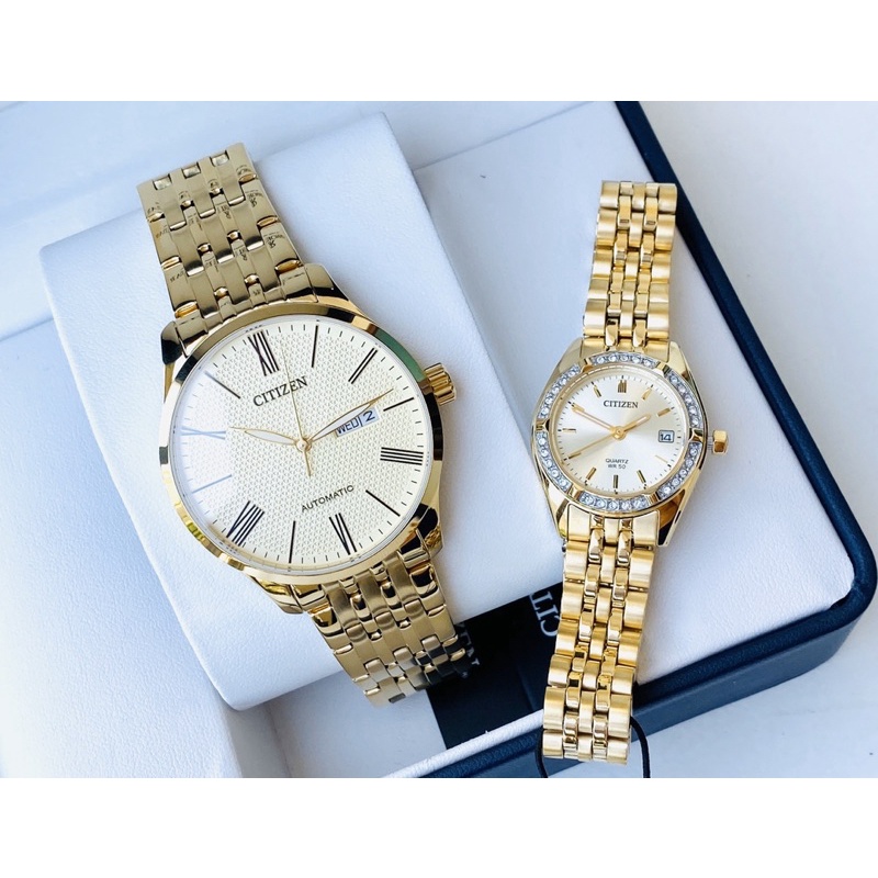 ĐỒNG HỒ COUPLE CHÍNH HÃNG CITIZEN Nam: NH8352-53P - Nữ: EU6062-50P mang vẻ đẹp sang trọng