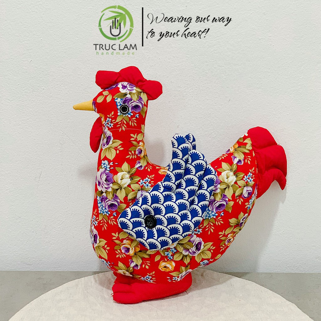 Đồ Chơi Thú Nhồi Bông Cho Bé Hình Con Gà Mái Vải Hoa Bông Gòn Cao Cấp - Trúc Lâm Handmade
