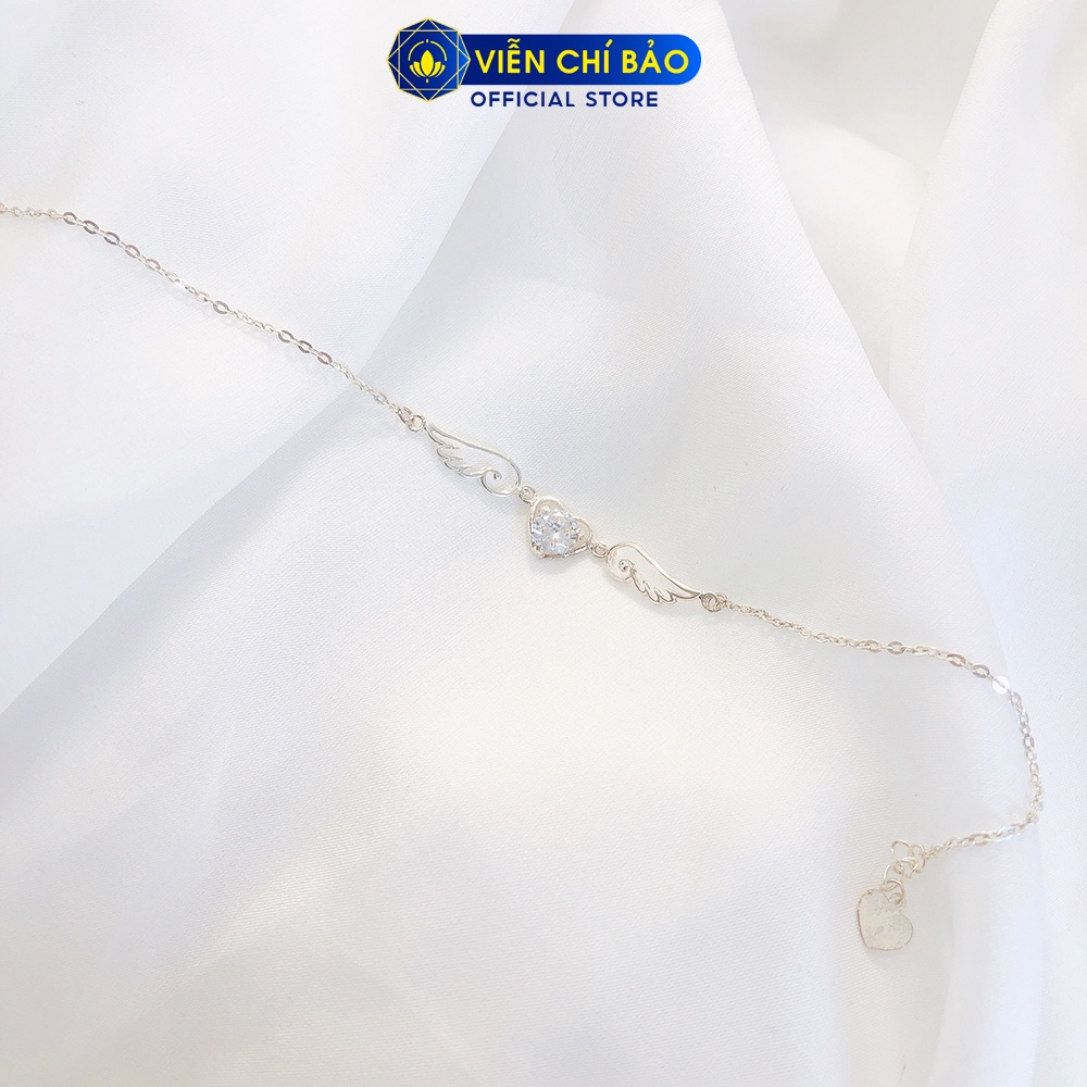 Dây chuyền bạc nữ hình cánh thiên thần mix đá nhiều màu bạc 925 thời trang phụ kiện trang sức nữ Viễn Chí Bảo D400127