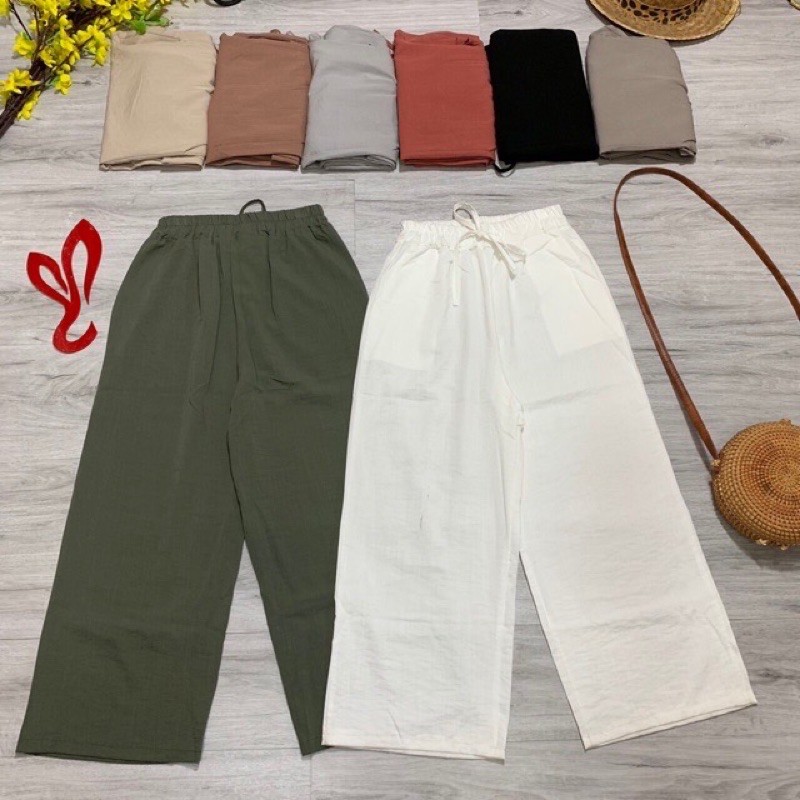 Quần ống suông lưng thun 9 tấc