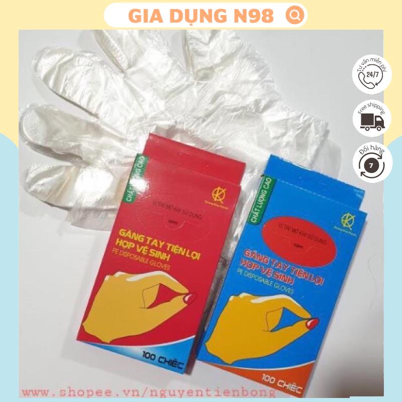 Combo 100 chiếc găng tay nilon dùng 1 lần - bao tay nilon làm bếp - găng tay nhuộm tóc