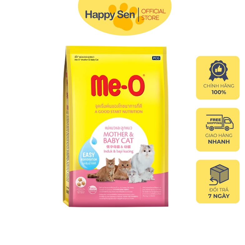Thức ăn dạng hạt Me-O Mother & Baby cat - Cho mèo mẹ đang mang thai và mèo con - Túi 400g- 1.1Kg - HAPPY SEN