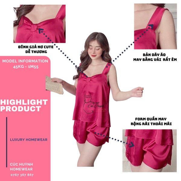 Đồ ngủ cao cấp [THIẾT KẾ ĐẸP] Bộ ngủ 2 dây nữ màu Đỏ đô, chất vải Lụa mềm mịn, êm nhẹ, đủ size từ 40-80kg, ảnh chụp thật | BigBuy360 - bigbuy360.vn