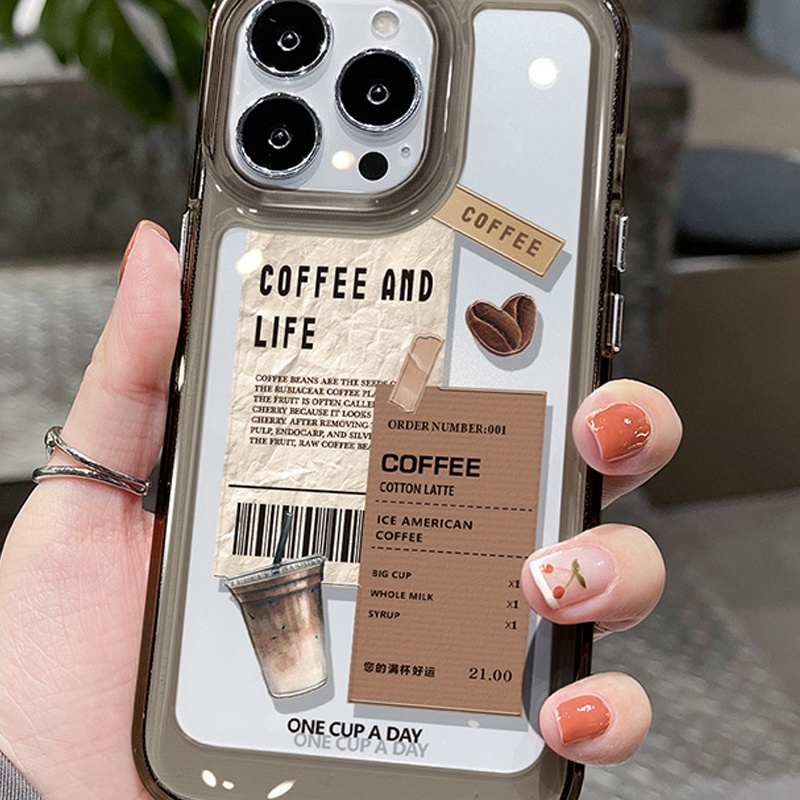 Ốp Điện Thoại DecoPhone Acrylic tpu acrylic Trong Suốt Hình Ly Cà Phê Cho iphone 6s 7 8 plus x xs xr 11 12 13 14 15 max pro