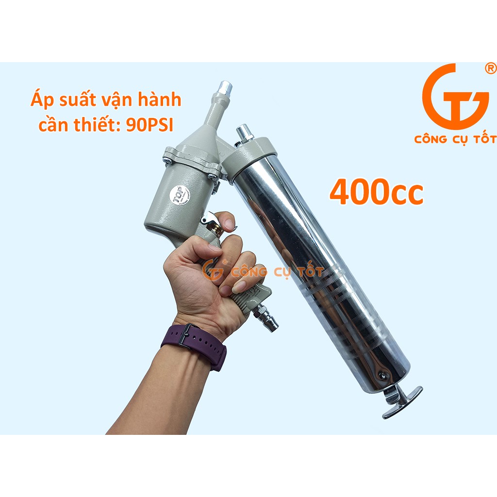 Bơm mỡ bò 400cc bằng khí nén và bằng tay TOP PA-801K Đài Loan