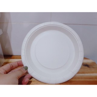 Set 10 dĩa giấy trắng trơn 19cm