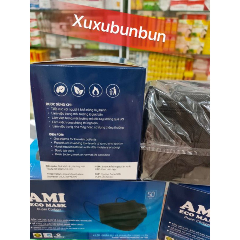 KHẨU TRANG AMI 4 LỚP MÀU ĐEN (HỘP 50 CÁI) | BigBuy360 - bigbuy360.vn