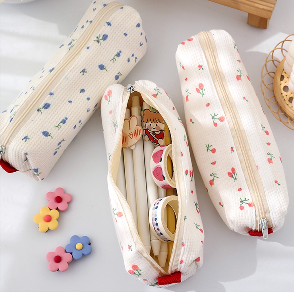 Hộp bút in hoa đơn giản dễ thương, túi đựng bút học sinh, hộp đựng văn phòng phẩm,Hộp bút vải