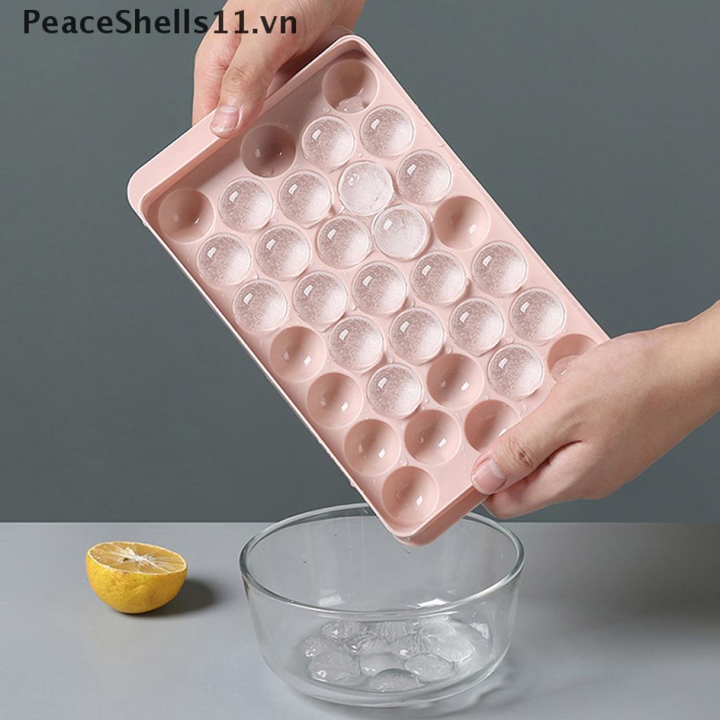 Khay Làm Đá Hình Tròn Bằng Nhựa Có Nắp Đậy PeaceShells11]