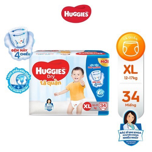 Tã-Bỉm Quần Huggies XL34(cho trẻ 12-17kg)