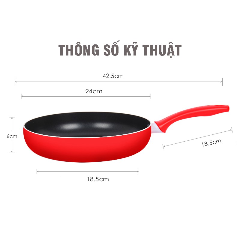 Chảo Chống Dình Đáy Từ Nấu Được Bếp Từ, Bếp Gas, Bếp Hồng Ngoại Size 24cm