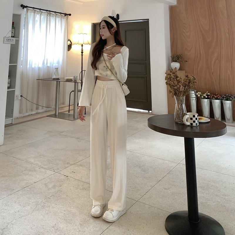 Quần ống rộng Lưng Thun Vải Lụa Mát Thời Trang Mùa Hè Cho Nữ