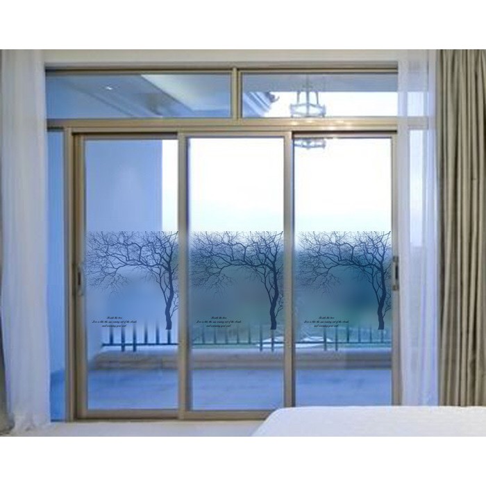 Decal dán kính Cao Cấp - Cây không Lá xám tro