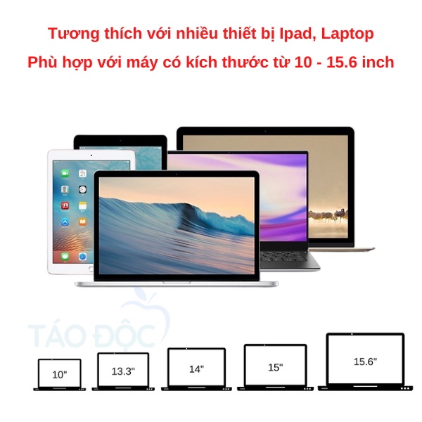 Giá đỡ laptop nhôm có thể gấp gọn điều chỉnh độ cao, Đế tản nhiệt laptop macbook 13 - 17 inch