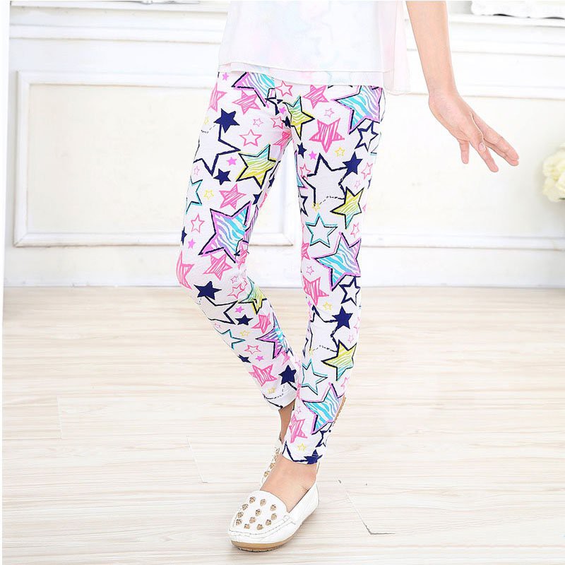 Quần Legging Co Dãn In Hoa Cho Bé Gái 2-14 Tuổi