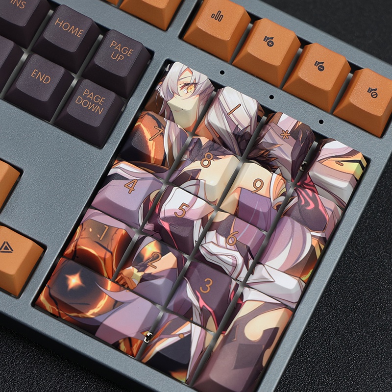 Kiana Kaslana Theme Keycaps Honkai Impact 3 Cherry Profile PBT Dye-Thăng hoa Bàn phím cơ Keycaps Hai chiều Royal Sister Cá nhân hóa Keycaps 108 phím