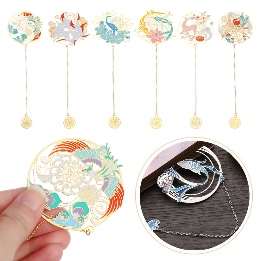 Kẹp Đánh Dấu Sách Bằng Đồng Thau Phối Tua Rua Hình Cáo Phong Cách Cổ Điển Mihan Cho Trường Học/Văn Phòng