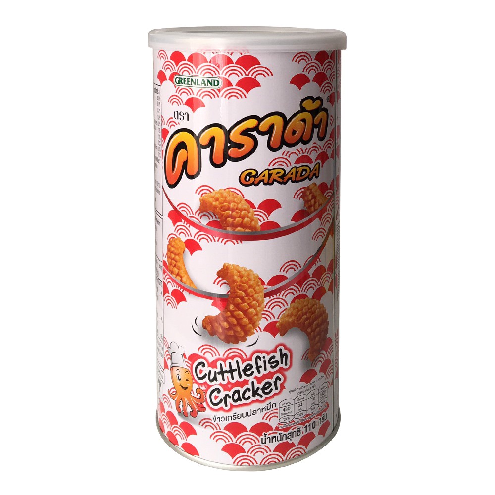 Snack mực nướng giòn vị truyền thống CARADA Thái Lan 110gr - lon màu đỏ - bánh snack Thái Lan