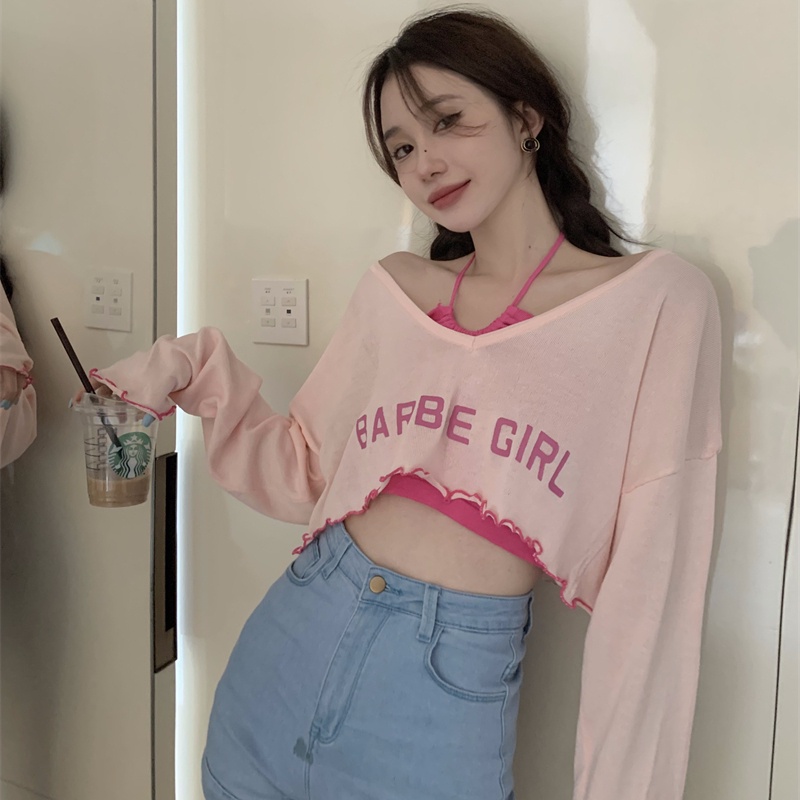 Bộ Áo Thun Dài Tay Thời Trang Hàn Quốc Dành Cho Phụ Nữ Mùa Thu Mới Dây Đeo