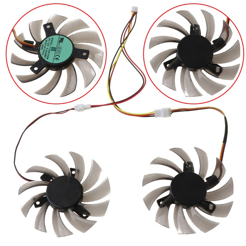 LIDU1  2Pcs T128010SM 75mm 3Pin Cooling Fan for GTX 460 465 560 Ti 580 650 750Ti GT440 GT610 GT730 Graphics Card Cooler Fan