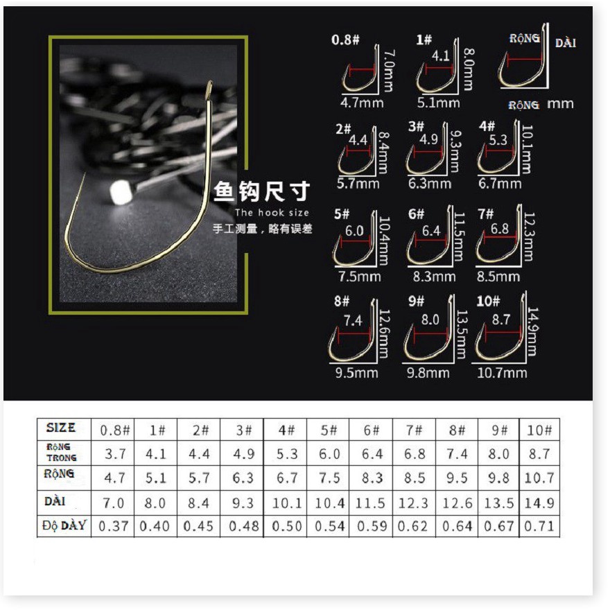 Lưỡi Câu Không Ngạnh Cacborn Ti Tan HUANSHENG Nhật Bản - DIHOSO FISHING LKN06 chuyên câu đơn, câu đài...