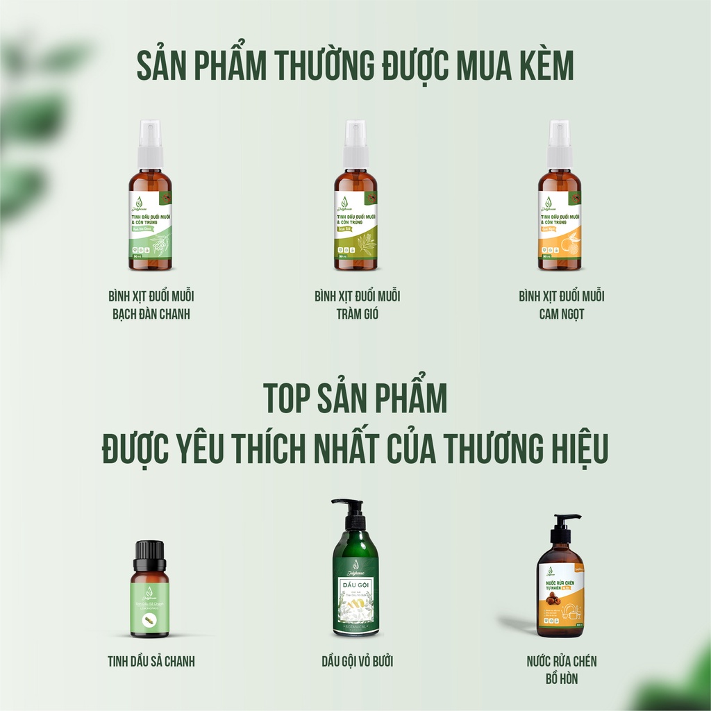 Xịt phòng tinh dầu đuổi muỗi &amp; côn trùng tinh dầu Sả chanh Julyhouse 50ml/280ml