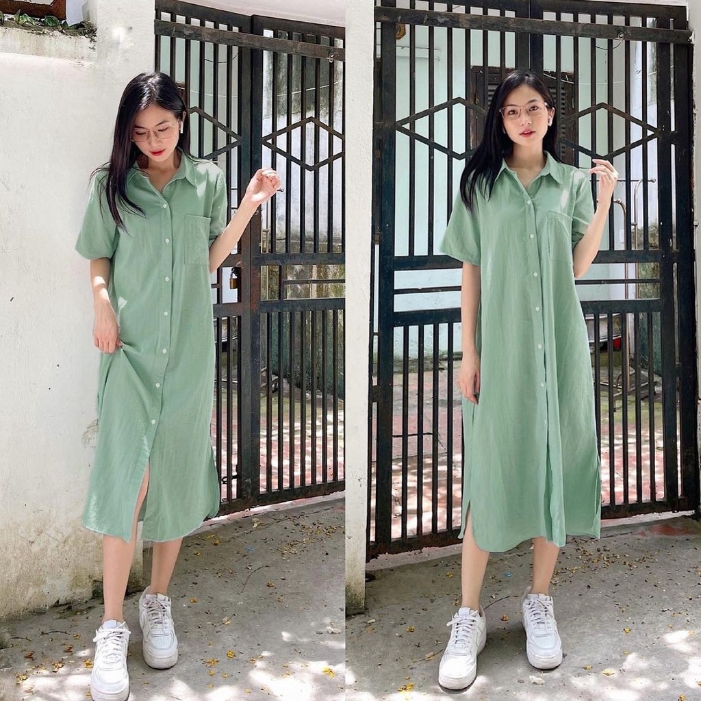 Váy sơ mi dáng dài thắt eo – Đầm nữ form suông vintage V-SMN | WebRaoVat - webraovat.net.vn