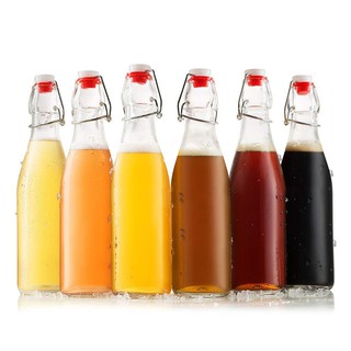 Set 6 chai thủy tinh nắp quai cài 500ml đựng nước, mật ong, sinh tố, nước ép