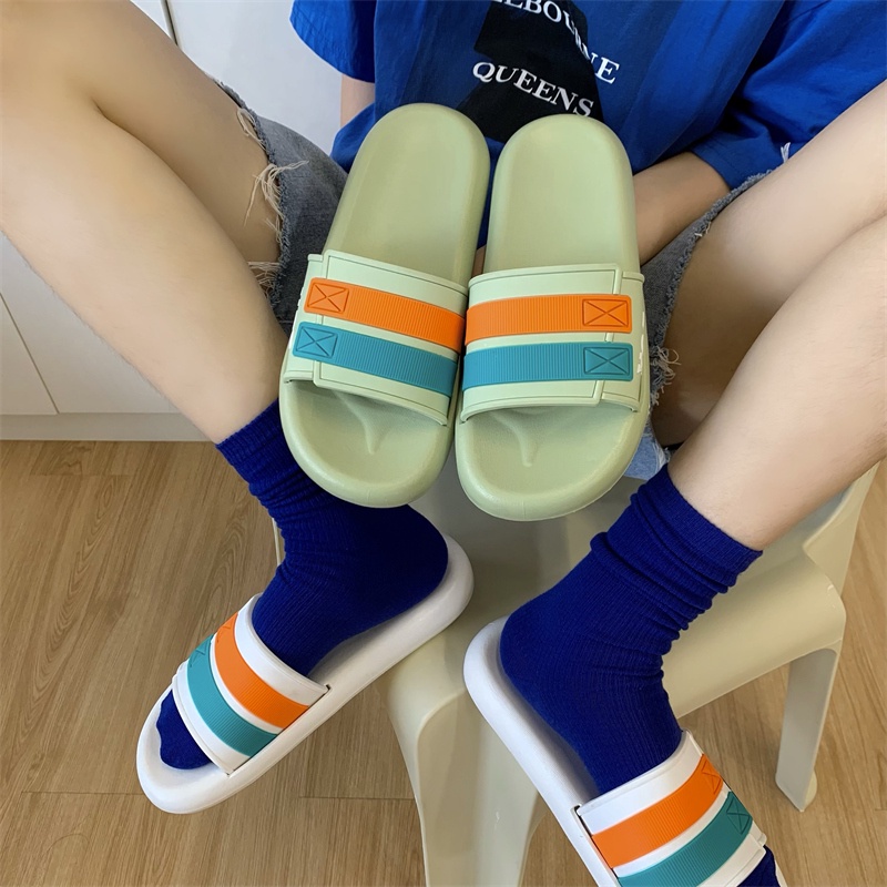 , JY502- ngoài trời YQF- Dép quai ngang đế lưới viền sọc nam nữ dễ thương cá tính nhiều màu sắc