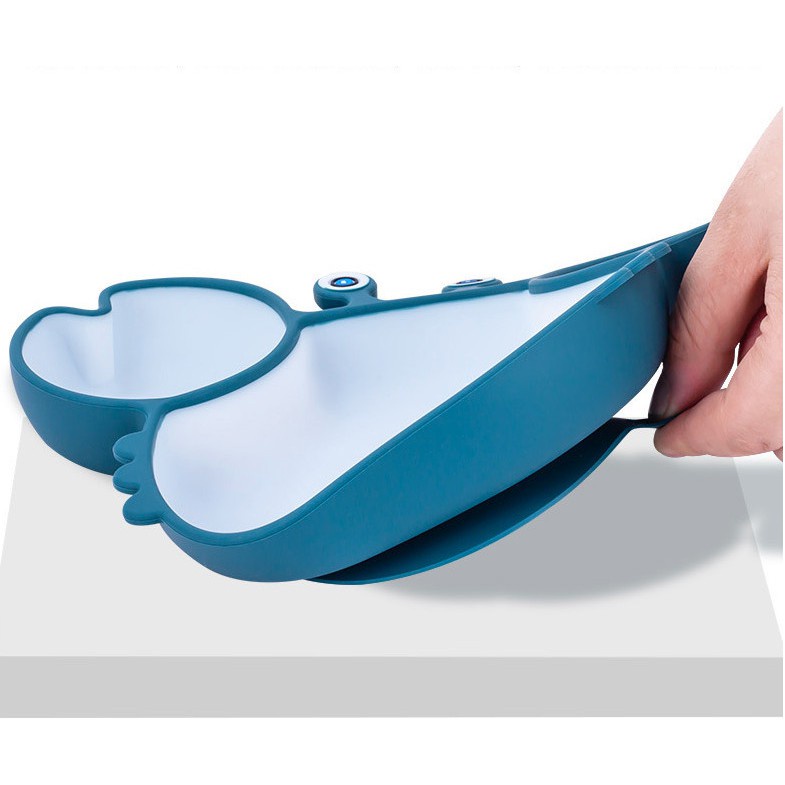 Khay Ăn Dặm Silicon Có Đế Hít Chống Đổ Hình Cua 3 Ngăn Cho Bé