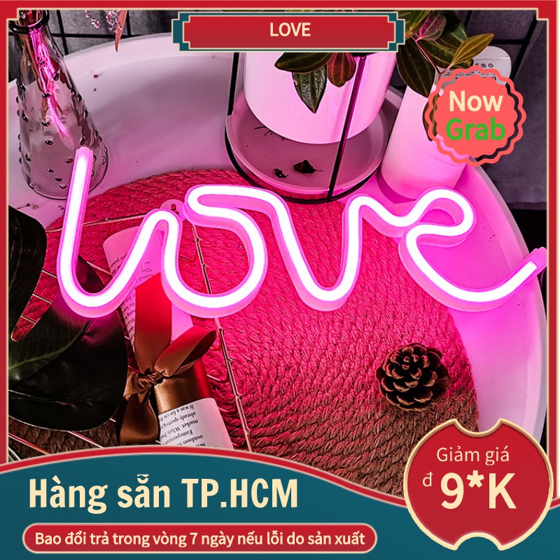 【Tặng MÓC TREO 】Đèn Led Neon trang trí hình chữ Love , làm đèn decor ,trang trí phòng ngủ MOXI.