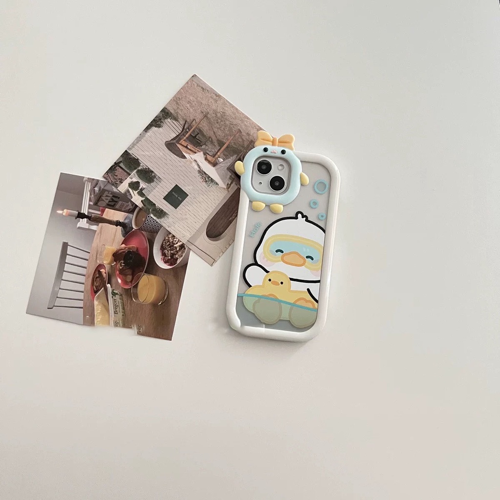 Ốp lưng iphone viền rời Chú Vịt Bơi Lội 13promax/13pro/13/12promax/12pro/12/11promax/11/7plus/8plus - Ina Case