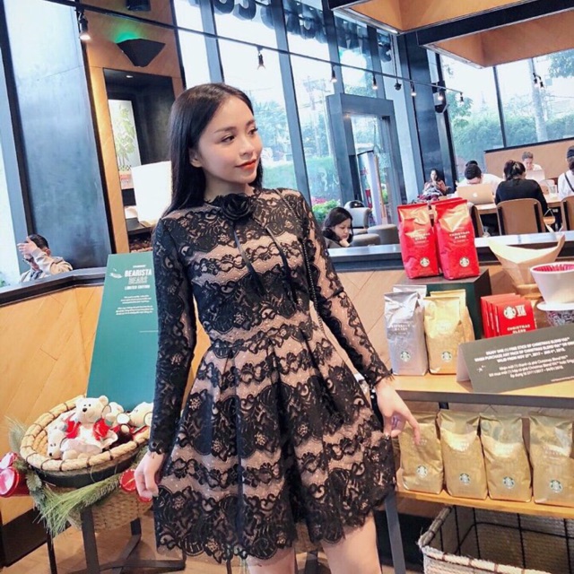 Váy ren nơ hoa cổ tiểu thư ❤️