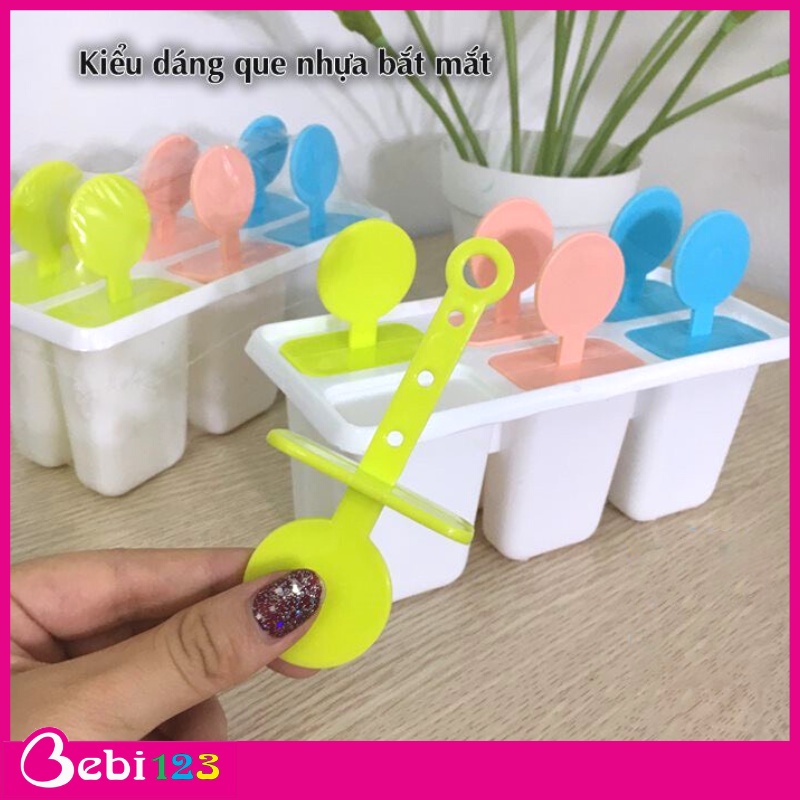 Khuôn kem 3 màu, 6 cây nhựa Việt Nhật cho bé