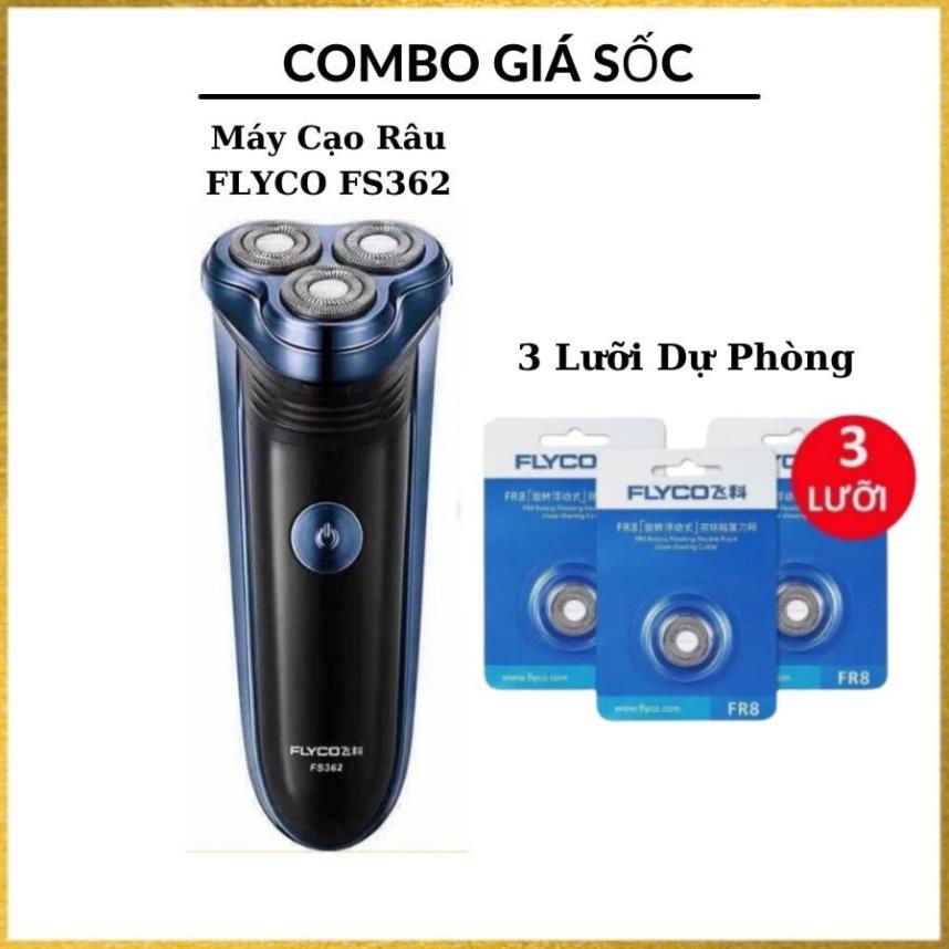 [Free Ship] Combo Máy Cạo Râu FLYCO FS362 và Bộ Lưỡi Dự Phòng R8 (HUY MÁY CẠO RÂU)