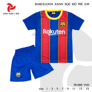 Áo bóng đá trẻ em CLB Barcelona 10-45Kg Vải thun lạnh cao cấp