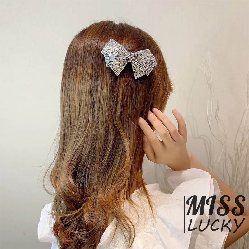VN Kẹp Tóc Nơ Đính Đá Nhiều Màu Thời Trang Cho Nữ